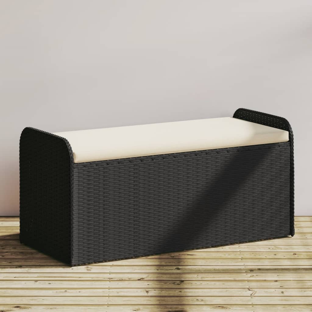 Banco con almacenaje acacia ratán PE beige mezcla 100x50x52 cm