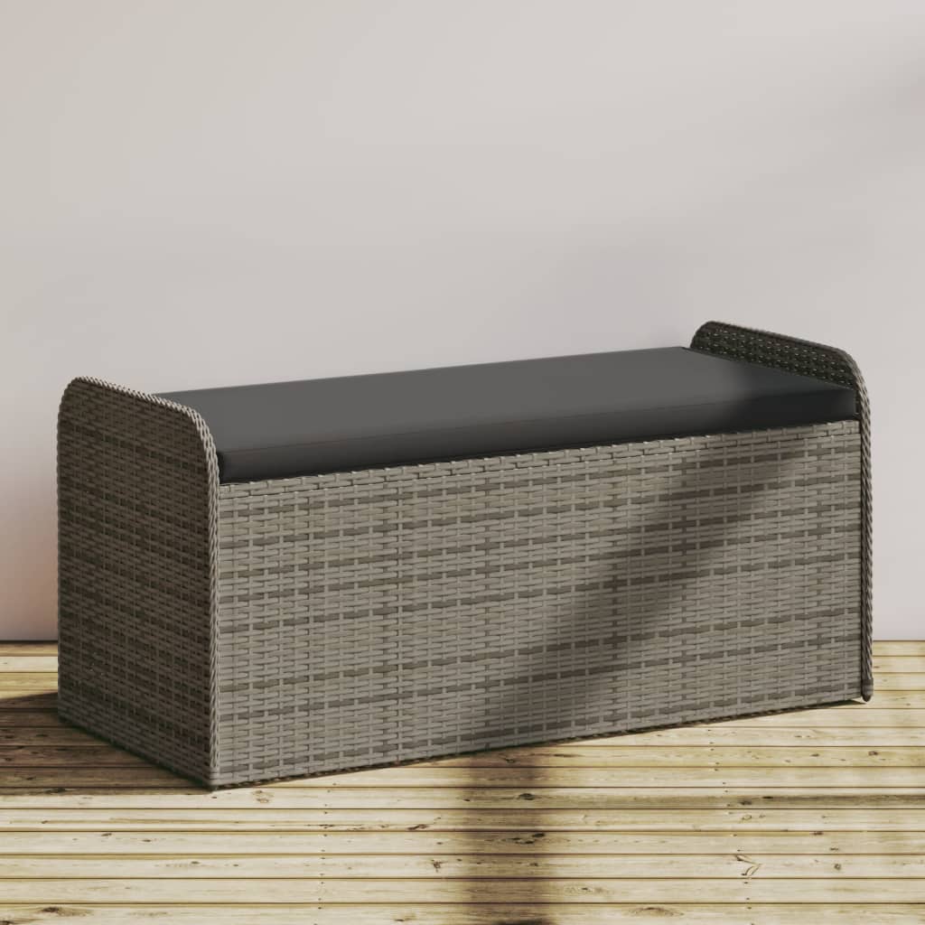 Banco con almacenaje acacia ratán PE beige mezcla 100x50x52 cm
