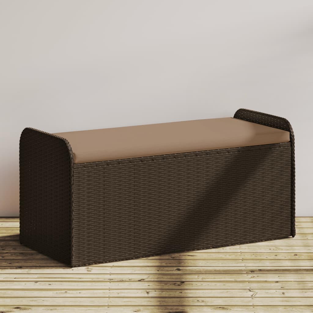 Banco con almacenaje acacia ratán PE beige mezcla 100x50x52 cm