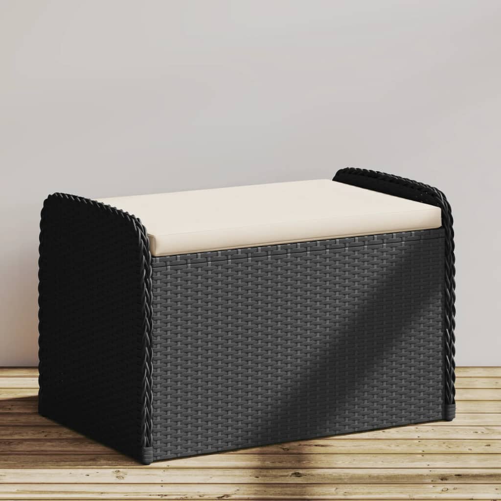 Banco con almacenaje acacia ratán PE beige mezcla 100x50x52 cm