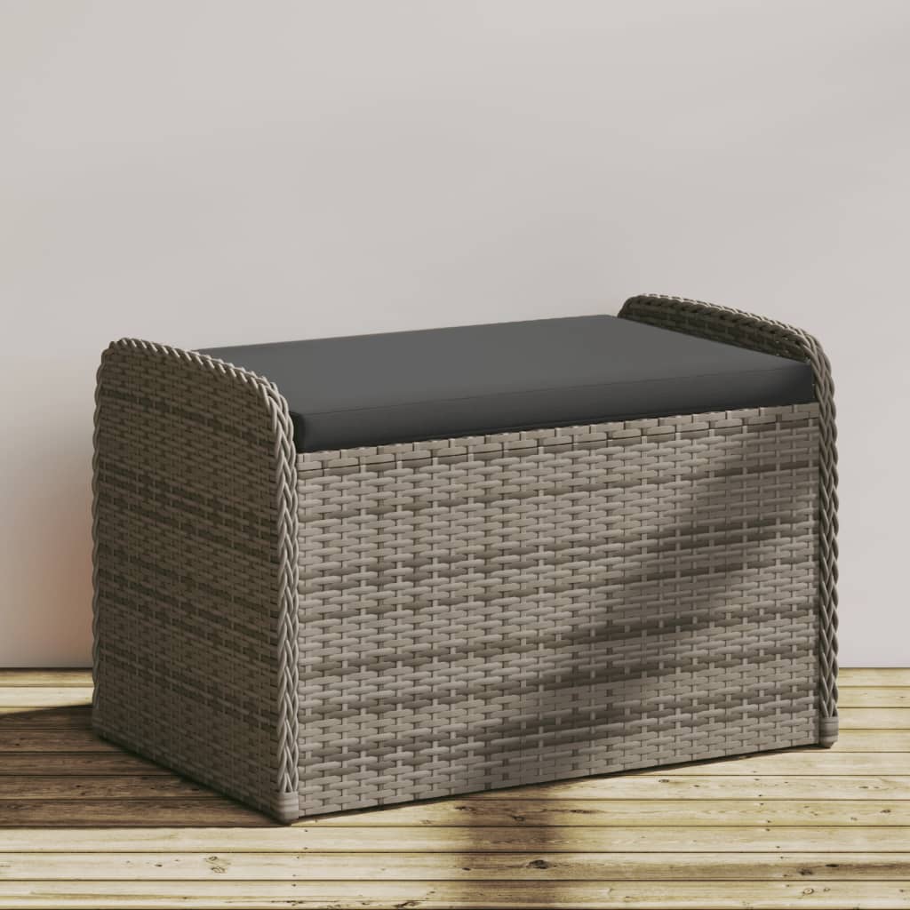 Banco con almacenaje acacia ratán PE beige mezcla 100x50x52 cm
