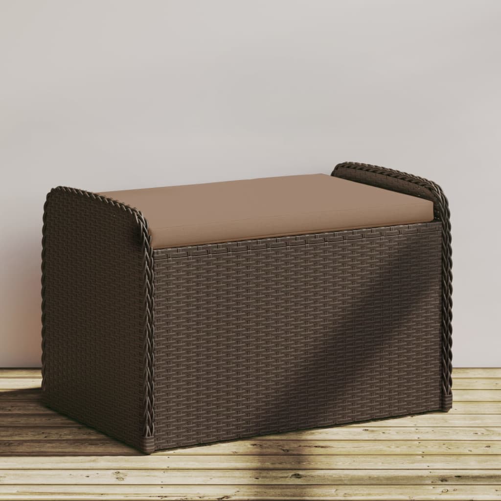 Banco con almacenaje acacia ratán PE beige mezcla 100x50x52 cm