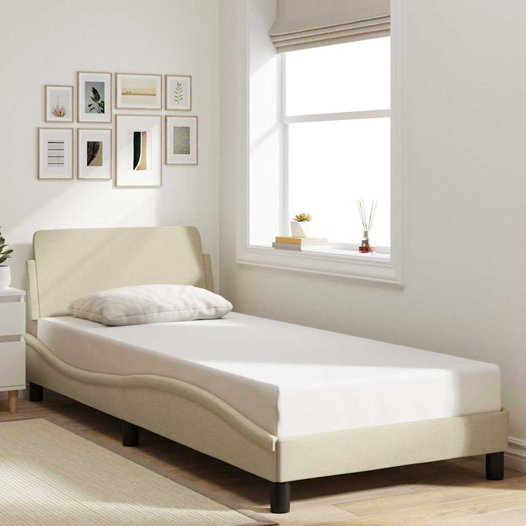 Cama con cabecero madera de ingeniería blanca 90x190 cm
