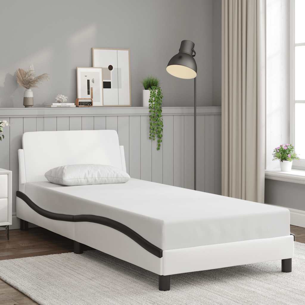 Cama con cabecero madera de ingeniería blanca 90x190 cm