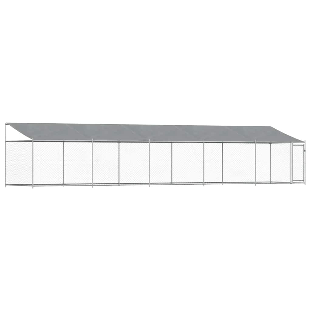 Jaula de perros techo y puerta acero galvanizado gris 10x2x2 m
