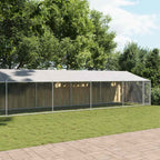Jaula de perros techo y puerta acero galvanizado gris 10x2x2 m