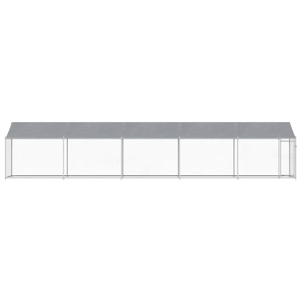Jaula de perros techo y puerta acero galvanizado gris 10x2x2 m
