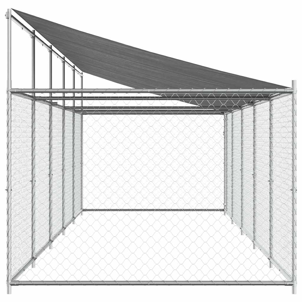 Jaula de perros techo y puerta acero galvanizado gris 10x2x2 m