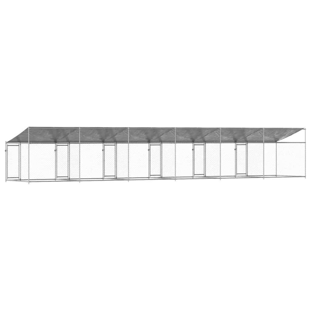 Jaula de perros techo y puerta acero galvanizado gris 10x2x2 m