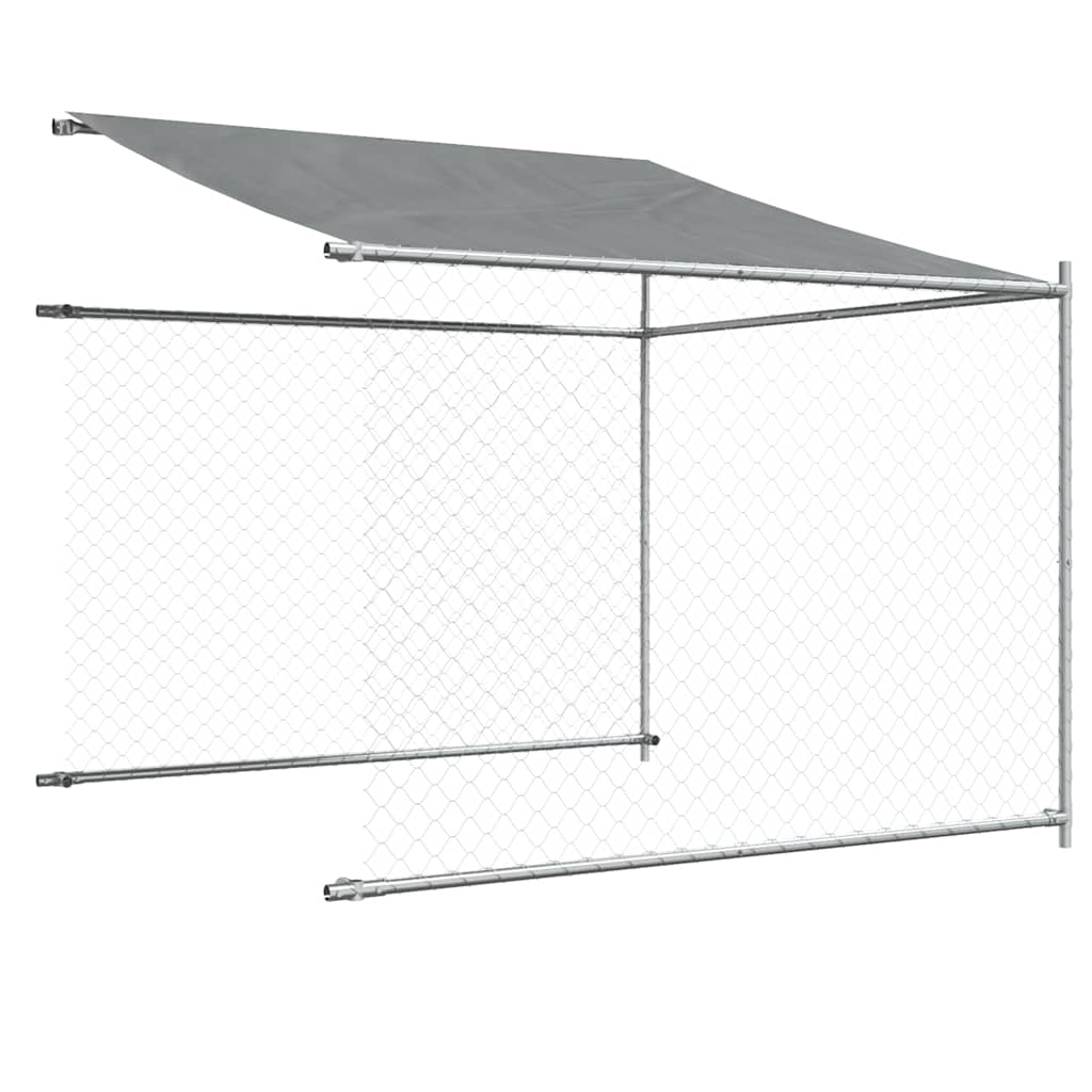 Jaula de perros techo y puerta acero galvanizado gris 10x2x2 m