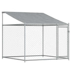 Jaula de perros techo y puerta acero galvanizado gris 10x2x2 m