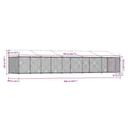 Jaula de perros techo y puerta acero galvanizado gris 10x2x2 m