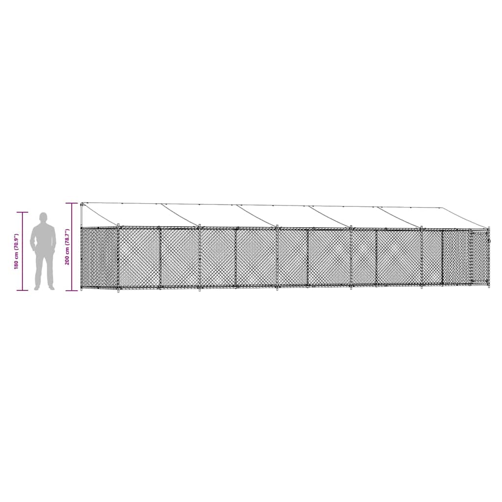 Jaula de perros techo y puerta acero galvanizado gris 10x2x2 m