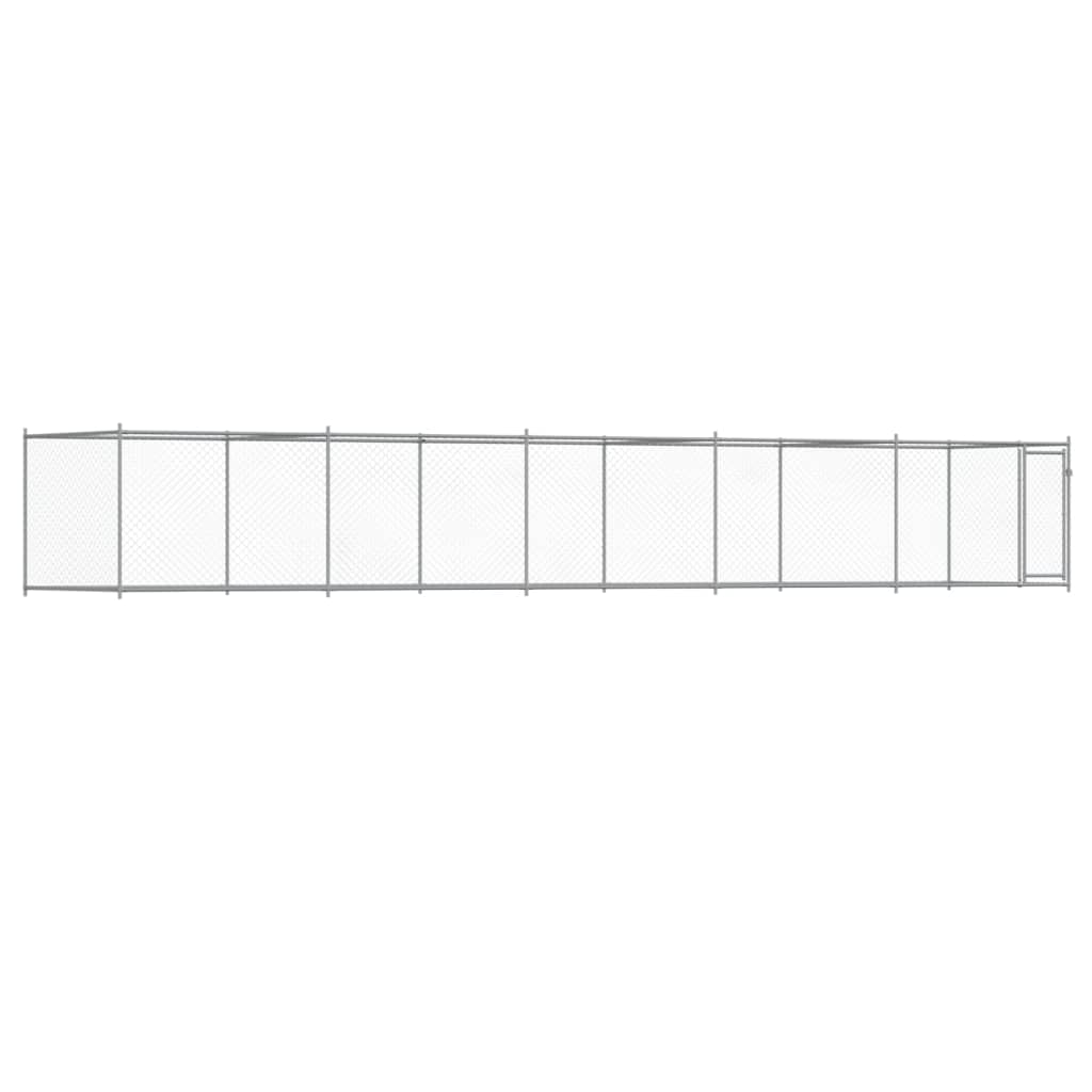 Jaula de perros con puerta acero galvanizado gris 10x2x1,5 m