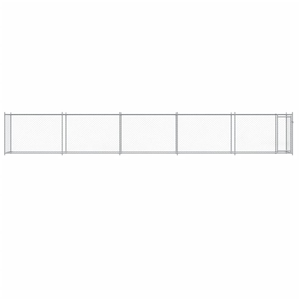 Jaula de perros con puerta acero galvanizado gris 10x2x1,5 m