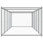 Jaula de perros con puerta acero galvanizado gris 10x2x1,5 m