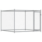 Jaula de perros con puerta acero galvanizado gris 10x2x1,5 m
