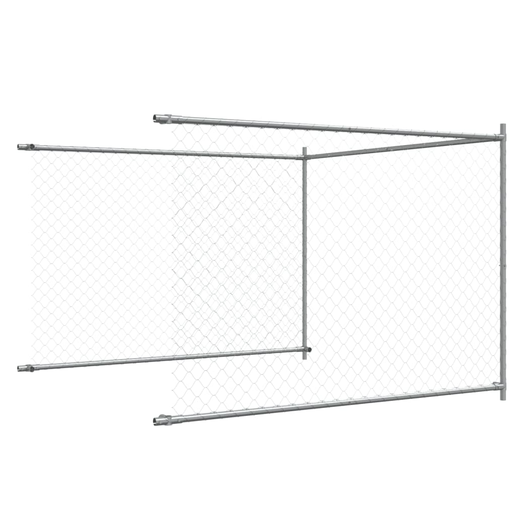 Jaula de perros con puerta acero galvanizado gris 10x2x1,5 m