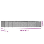 Jaula de perros con puerta acero galvanizado gris 10x2x1,5 m