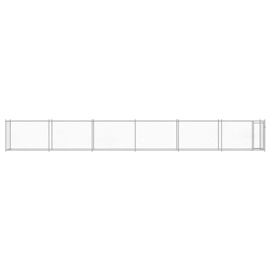 Jaula de perros con puerta acero galvanizado gris 12x2x1,5 m