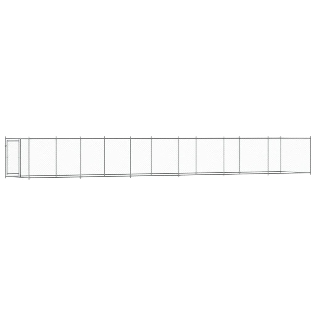 Jaula de perros con puerta acero galvanizado gris 12x2x1,5 m