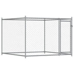Jaula de perros con puerta acero galvanizado gris 12x2x1,5 m