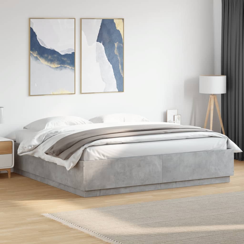 Estructura cama con LED sin colchón marrón oscuro 120x200 cm