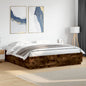 Estructura cama con LED sin colchón marrón oscuro 120x200 cm