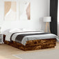 Estructura cama con LED sin colchón marrón oscuro 120x200 cm