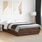 Estructura cama con LED sin colchón marrón oscuro 120x200 cm