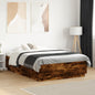 Estructura cama con LED sin colchón marrón oscuro 120x200 cm