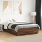Estructura cama con LED sin colchón marrón oscuro 120x200 cm
