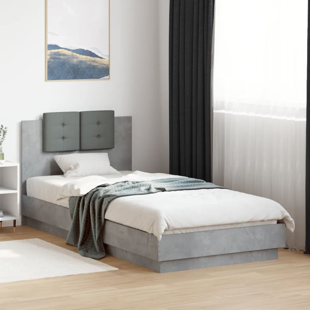 Cama con cabecero madera de ingeniería blanca 90x190 cm
