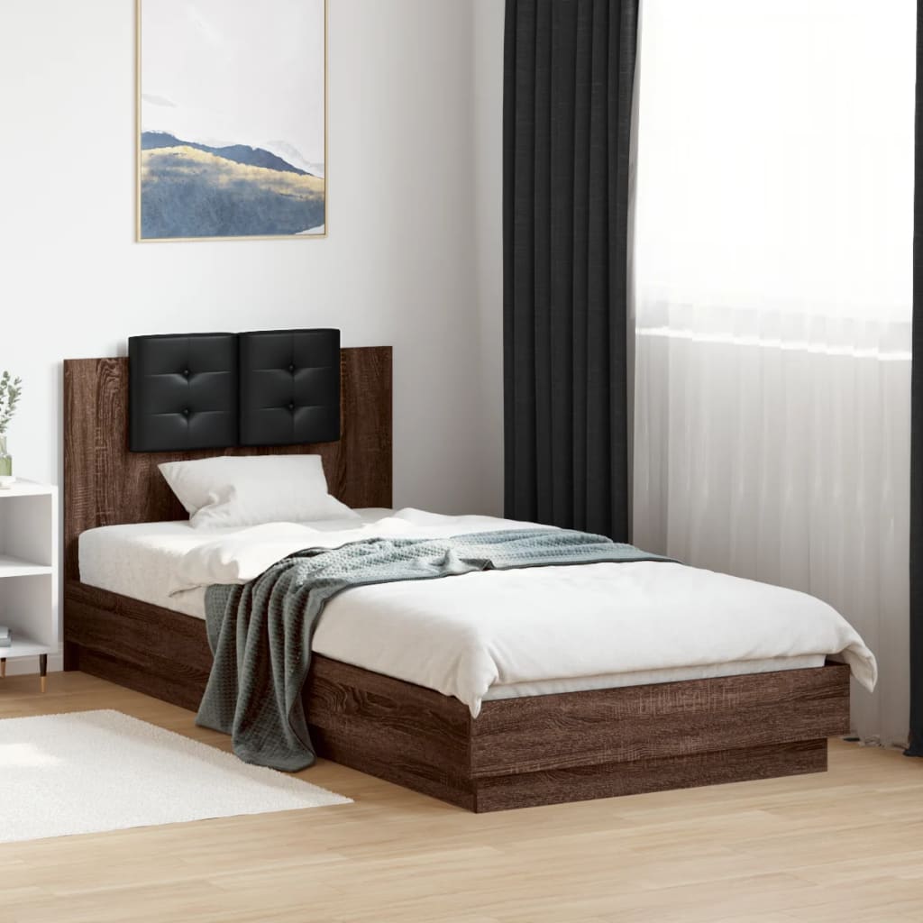 Cama con cabecero madera de ingeniería blanca 90x190 cm