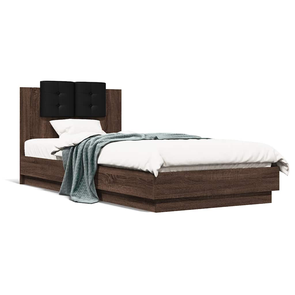 Cama con cabecero madera de ingeniería blanca 90x190 cm
