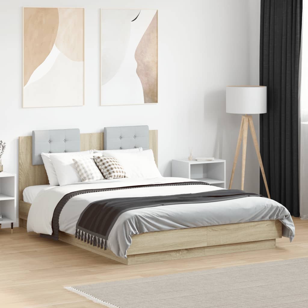 Cama con cabecero madera de ingeniería blanca 90x190 cm