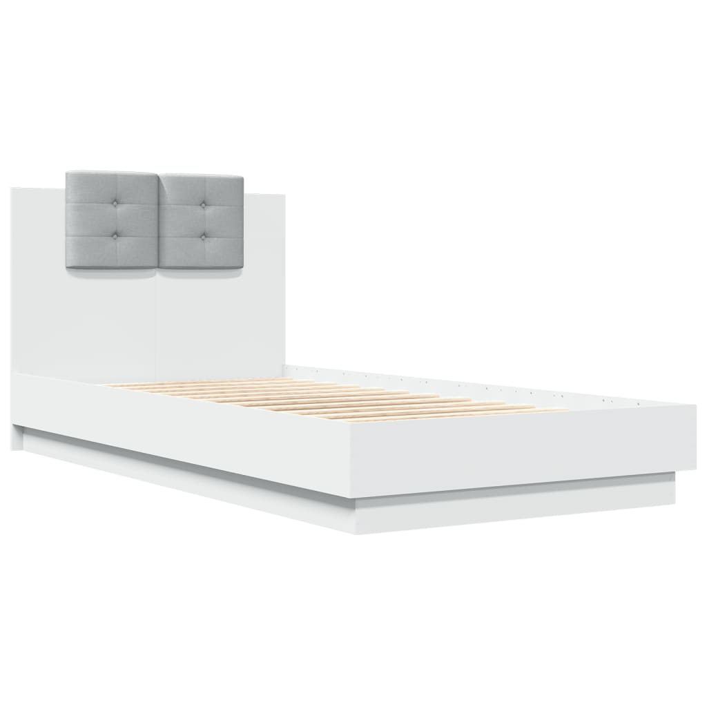 Cama con cabecero madera de ingeniería blanca 90x190 cm