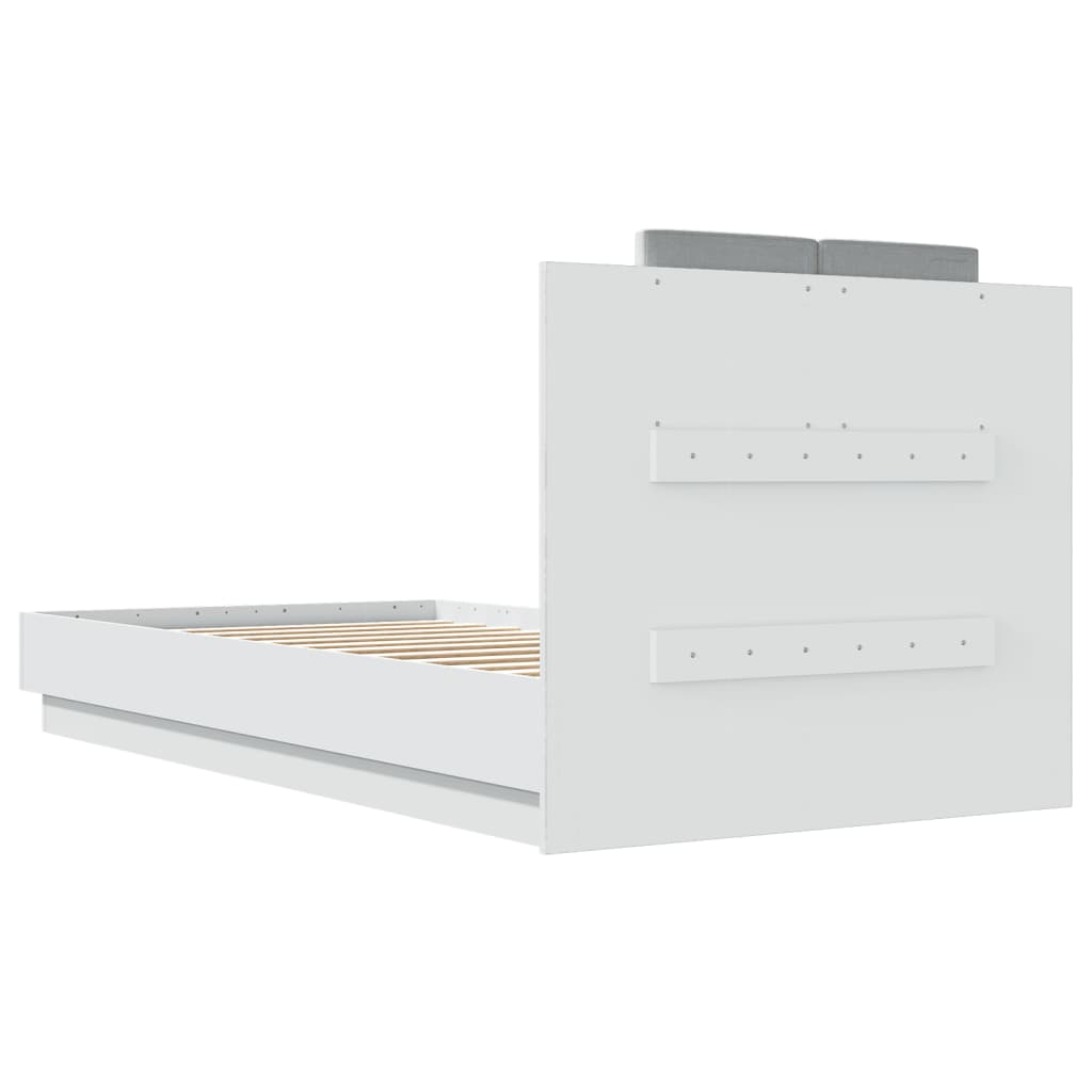 Cama con cabecero madera de ingeniería blanca 90x190 cm