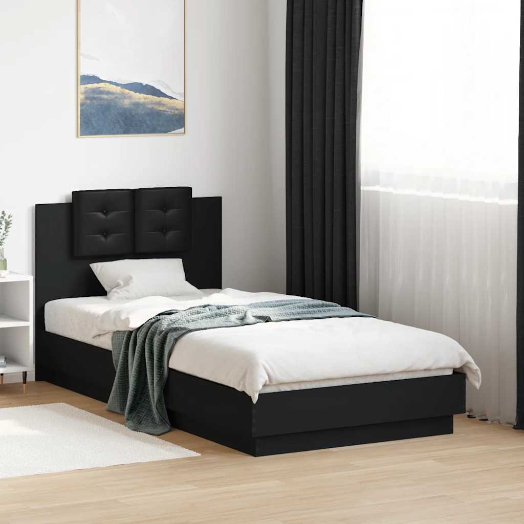Cama con cabecero madera de ingeniería blanca 90x190 cm