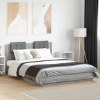 Estructura cama con cabecero luces LED marrón roble 120x190 cm