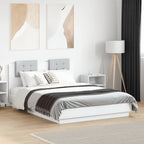 Estructura cama con cabecero luces LED marrón roble 120x190 cm