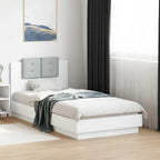 Estructura cama con cabecero luces LED marrón roble 120x190 cm