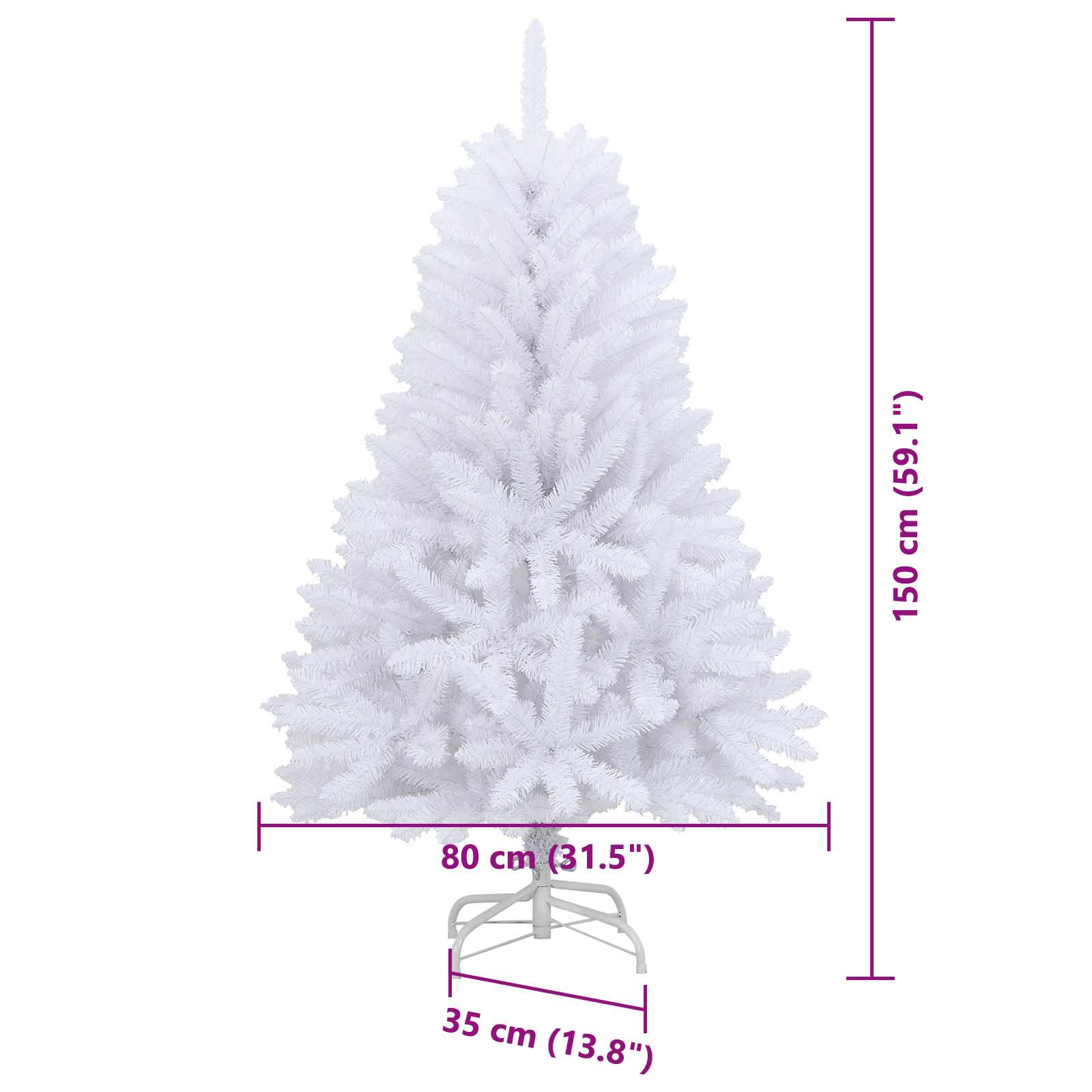Árbol de Navidad artificial con 150 LED 150 cm PVC y Metal