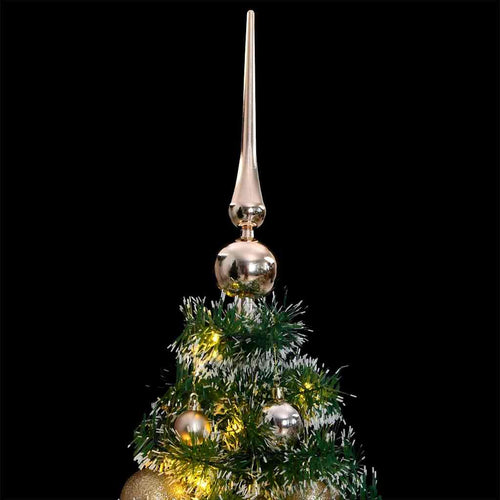 Artificial Christmas tree with 150 LEDs, baubles, and snow, 150 cm