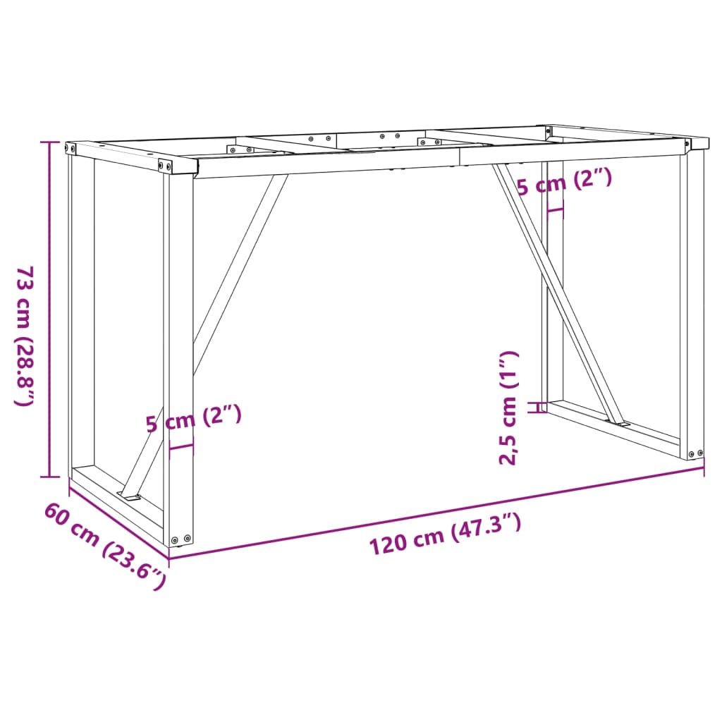 Patas de mesa de comedor estructura O acero 120x60x73 cm