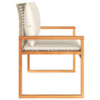 Garden bench with beige cushion synthetic rattan acacia mix