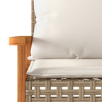 Garden bench with beige cushion synthetic rattan acacia mix