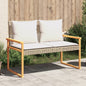 Garden bench with beige cushion synthetic rattan acacia mix
