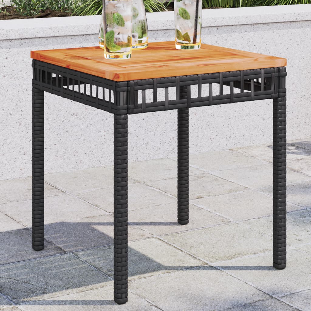 Mesa de jardín ratán PE beige y madera de acacia 190x90x75 cm