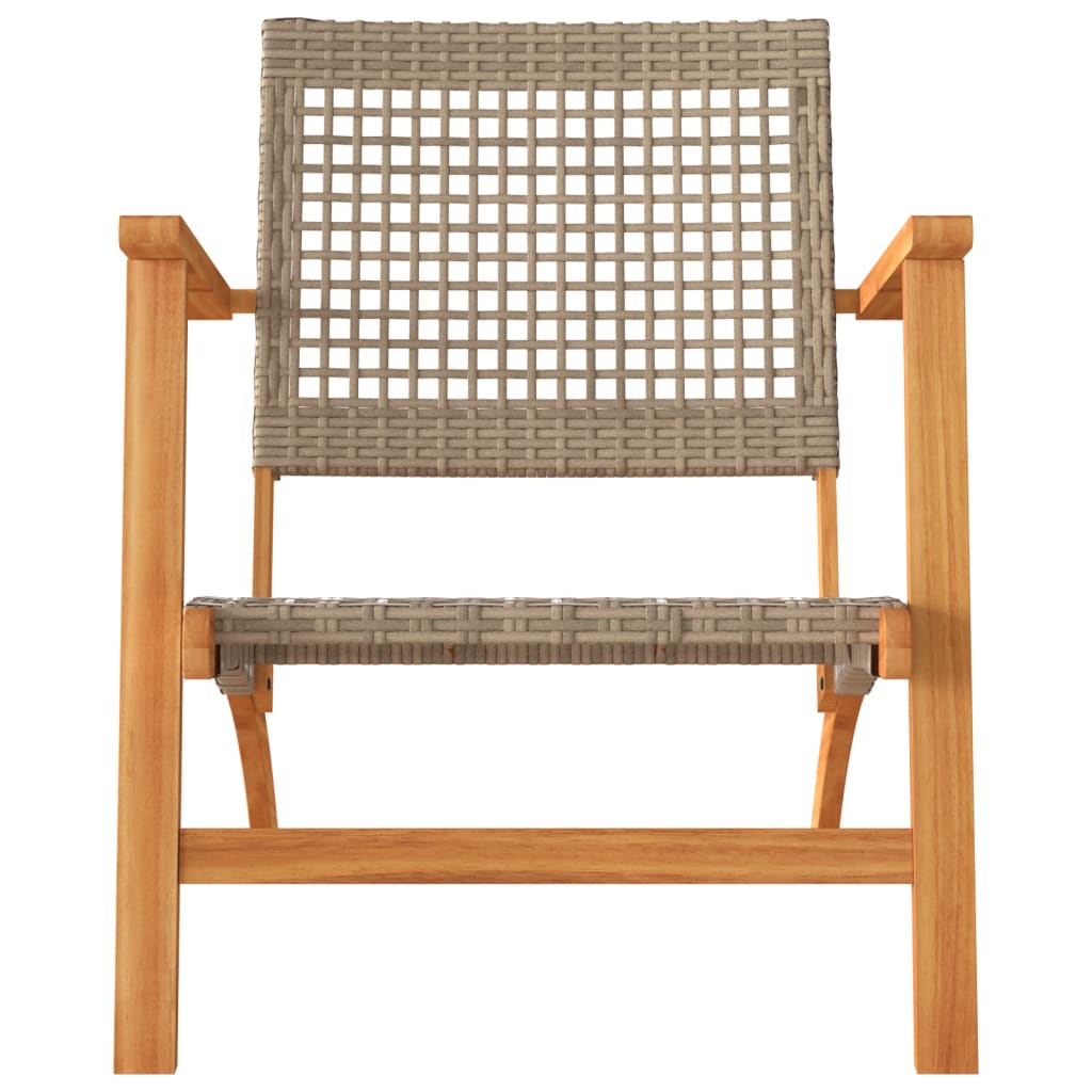 Sillas de jardín 2 uds madera de acacia y ratán sintético beige